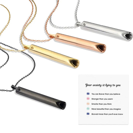 Quit Smoking Stress Anxiety Relief Necklace Mindfulness Breathing Tool Natural Calming Anti Vaping Breathlace Pendant Chain